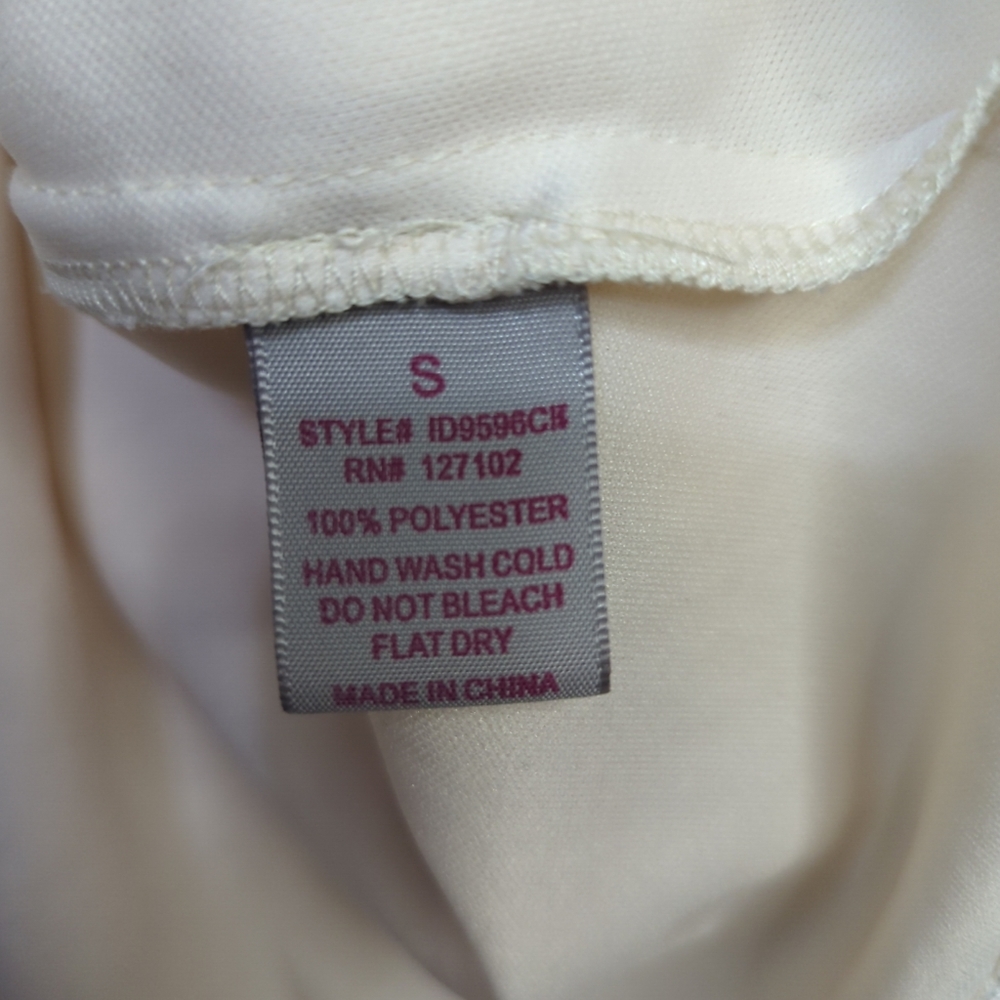 Cream Floral Jacquard V-Neck Fit & Flare‎ Cocktail Dress ID9596CH Mens Small 593 - Picture 8 of 8